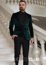 Adam |Dark Green Velvet Prom Suits For Men With Fashion Shawl Lapel | Three Pieces Bespoke Wedding Groom Suits - Price #price_variant_lowest# - 34 - PromDressClub