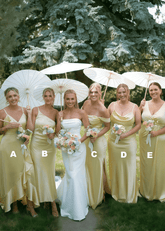 Alice | Simple Sheath Silk Satin Pale Yellow Maxi Bridesmaid Dress with Slit and Ruffles - Price #price_variant_lowest# - Pale Yellow - PromDressClub