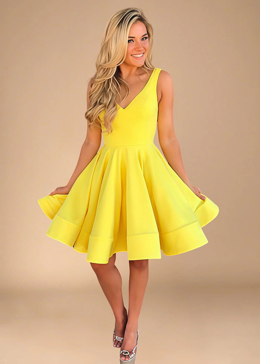 Beril | Shine Brighter in This Flattering Yellow Homecoming Dress - Yellow - PromDressClub