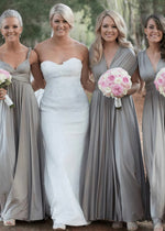 Cornelia | Cherished Vow Convertible Silver Grey Chiffon Maxi Bridesmaid Dress with Multiway Infinity - Price #price_variant_lowest# - Grey - PromDressClub