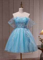 Damaskina | Discover Your Dream Strapless Homecoming Dress for Prom Night - Sky Blue - PromDressClub