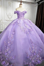 Daphne | Exquisite Lilac Flower Beaded Quinceanera Dresses for Unforgettable Moments - Lilac - PromDressClub