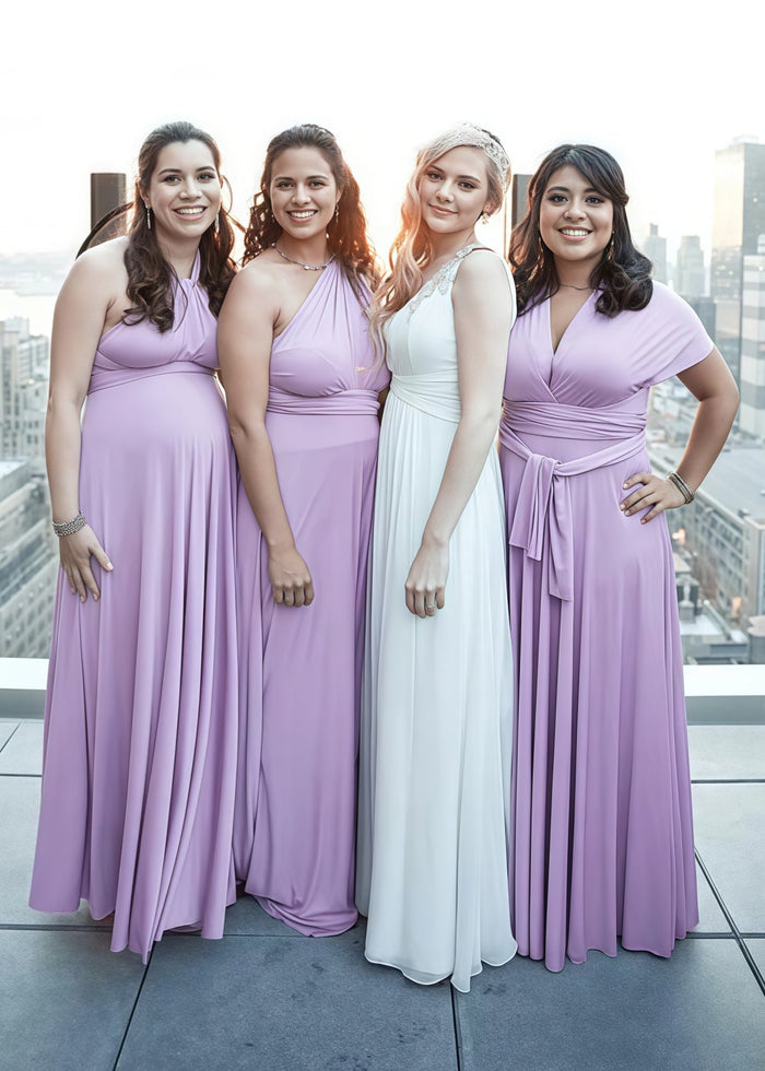 Denise | Epitome of Allure Infinity Lavender Chiffon Maxi Bridesmaid Dress with Multiway Convertible - Price #price_variant_lowest# - Lavender - PromDressClub
