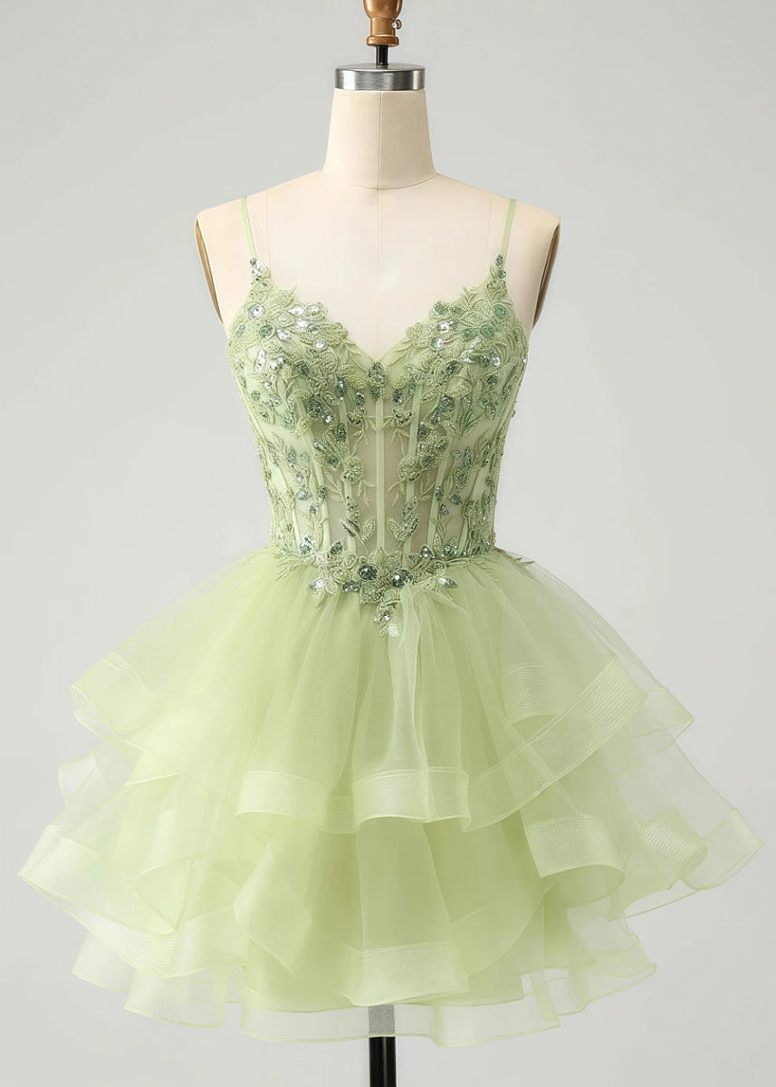 Eosphoros | Shine on Homecoming Night in a Stunning Light Green Dress - Light Green - PromDressClub