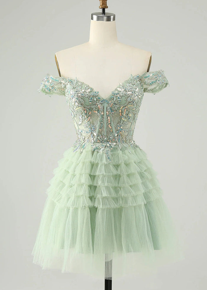 Evariste | Be the Star: Elegant Green Homecoming Dress for Unforgettable Prom - Light Green - PromDressClub