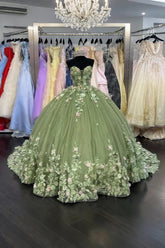Evelyn | Exquisite Sage Green Corset Quinceanera Flower Dresses for Dreamy Occasions - Sage - PromDressClub