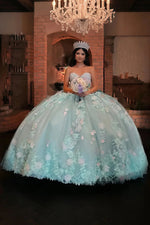 Harriet | Gorgeous Light Green Quinceanera Dress with Flower Details for Memorable Celebrations - Light Green - PromDressClub