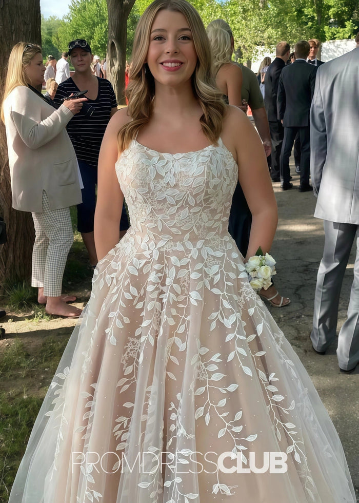 Hilda |Long Champagne Prom Dresses Near Me With A Line Strapless Appliques - Price #price_variant_lowest# - Champagne - PromDressClub