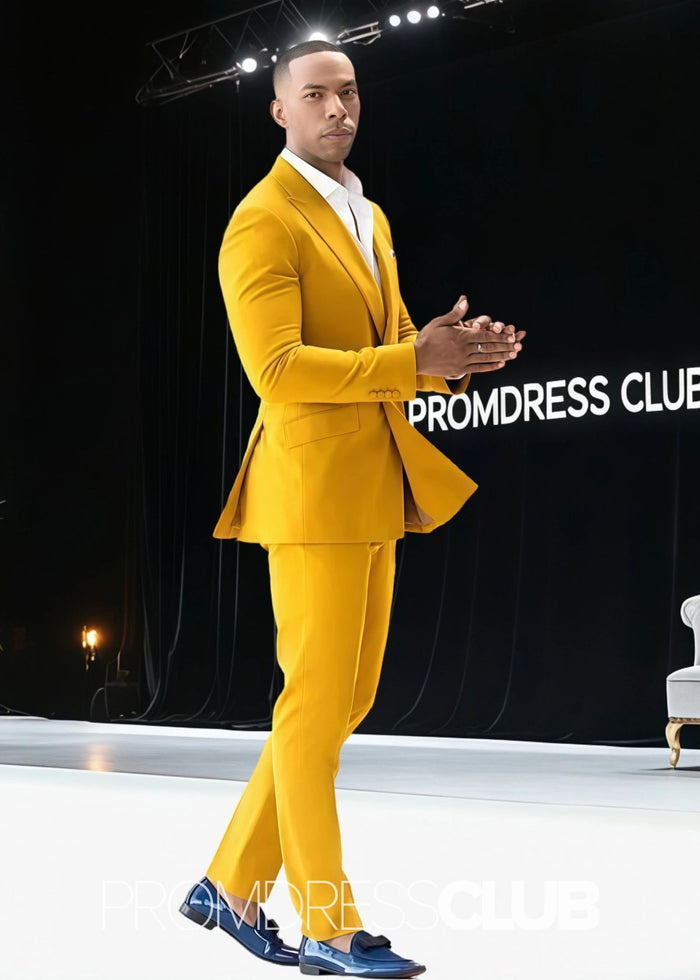 James |Yellow Prom Suits For Men With Double Breasted Peaked Lapel - Price #price_variant_lowest# - Yellow - PromDressClub