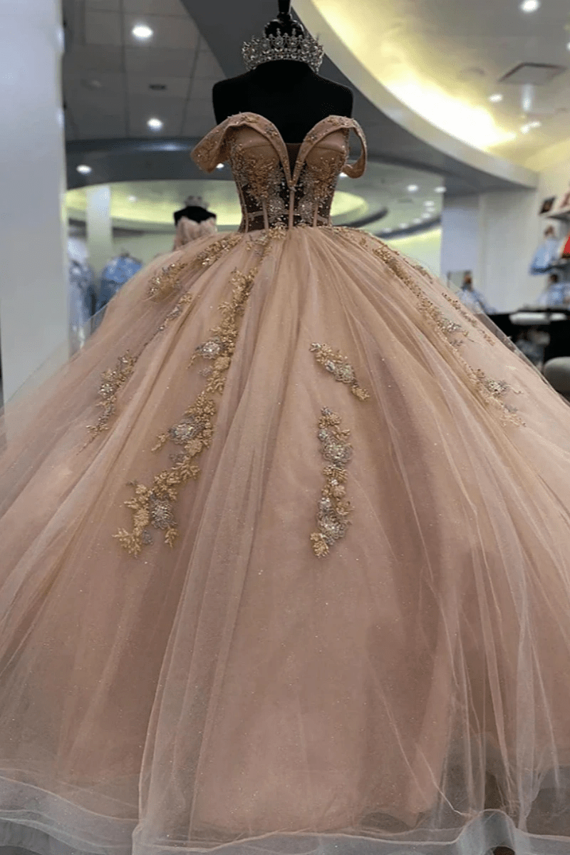 Joelle | Step Into Stardom with Breathtaking Rose Gold Quince Dresses - Rose Gold - PromDressClub