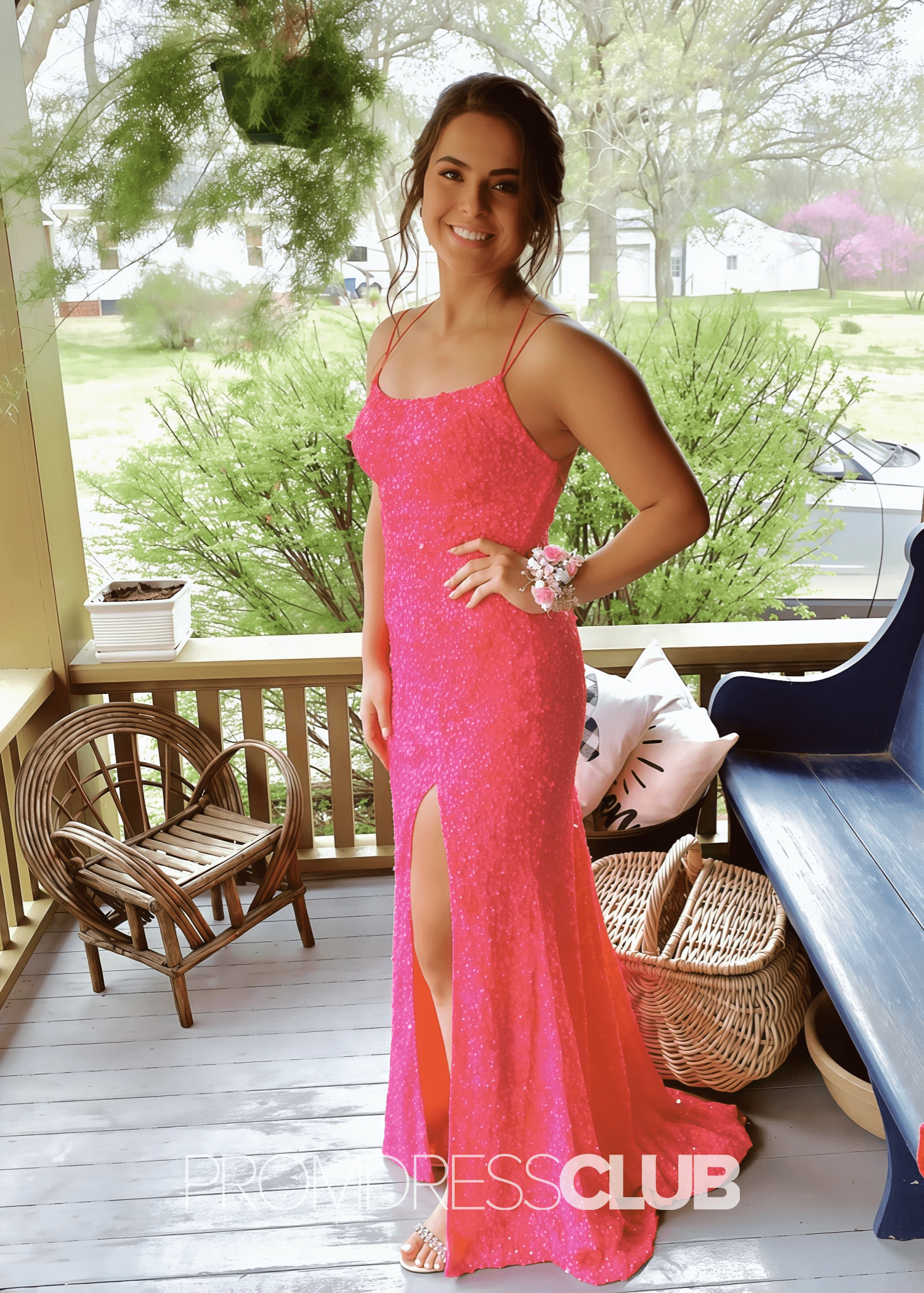 Katherine |Hot Pink Long Prom Dresses Shops With Sequins Mermaid Strapless Side Slit - Price #price_variant_lowest# - Hot Pink - PromDressClub