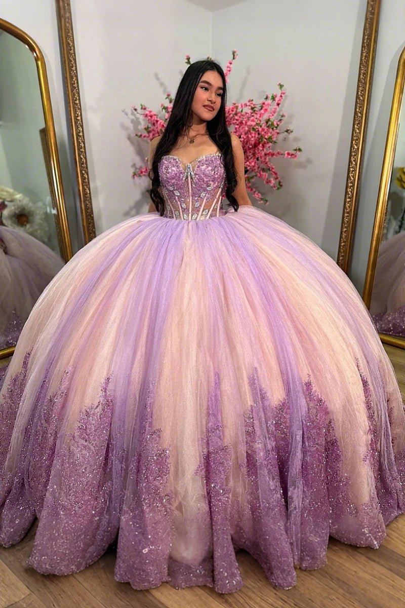 Lara | Own Your Spotlight in Stunning Purple Quince Dresses - Light Purple - PromDressClub