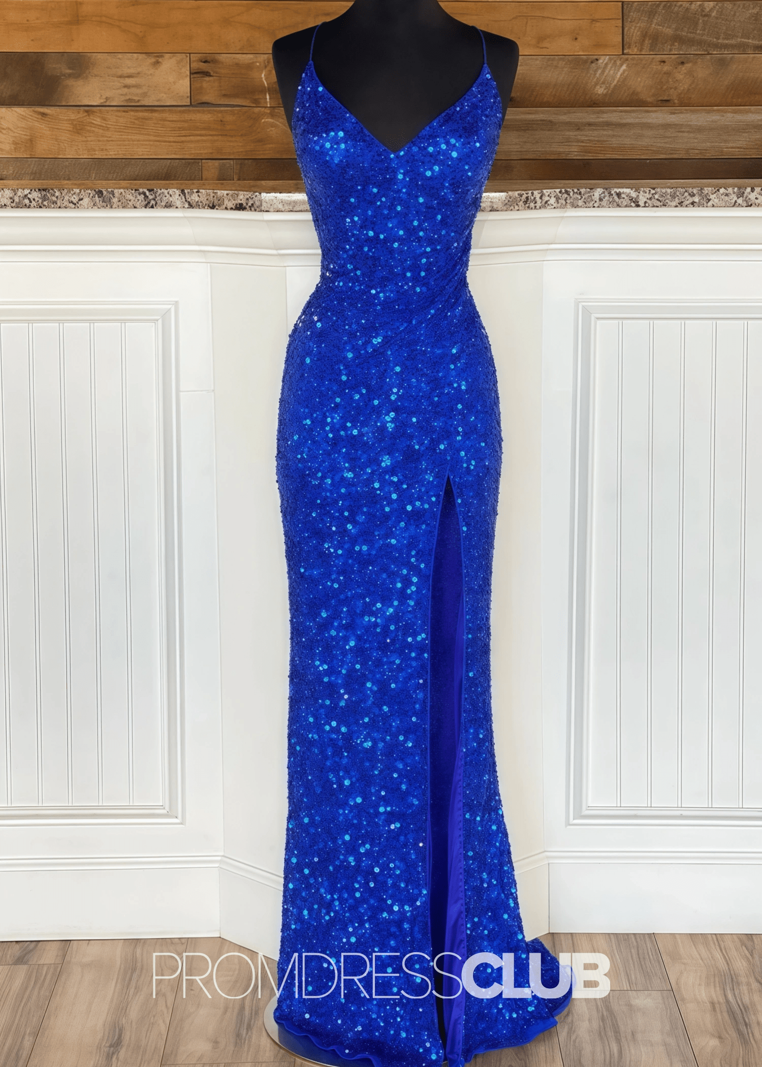 Laurel |Long Royal Blue Prom Dresses Near Me With Strapless Sequins Mermaid High Slit - Price #price_variant_lowest# - Royal Blue - PromDressClub
