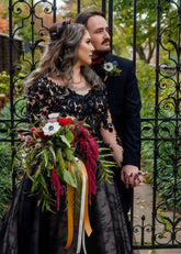 Lena | Sophisticated Black Wedding Dresses with Sleeves for Timeless Brides - Black - PromDressClub