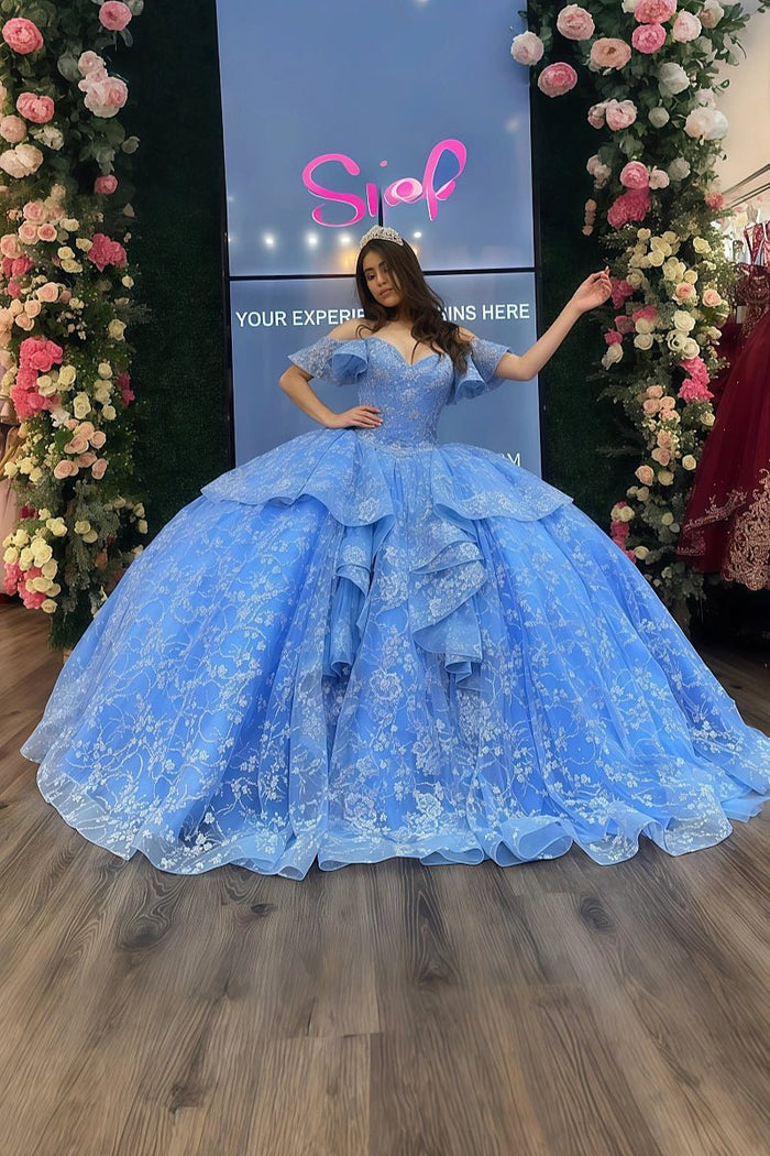 Linda | Discover Your Dream Blue Quince Dress – Radiant Elegance for Sweet 16 & Quinceañera - Blue - PromDressClub