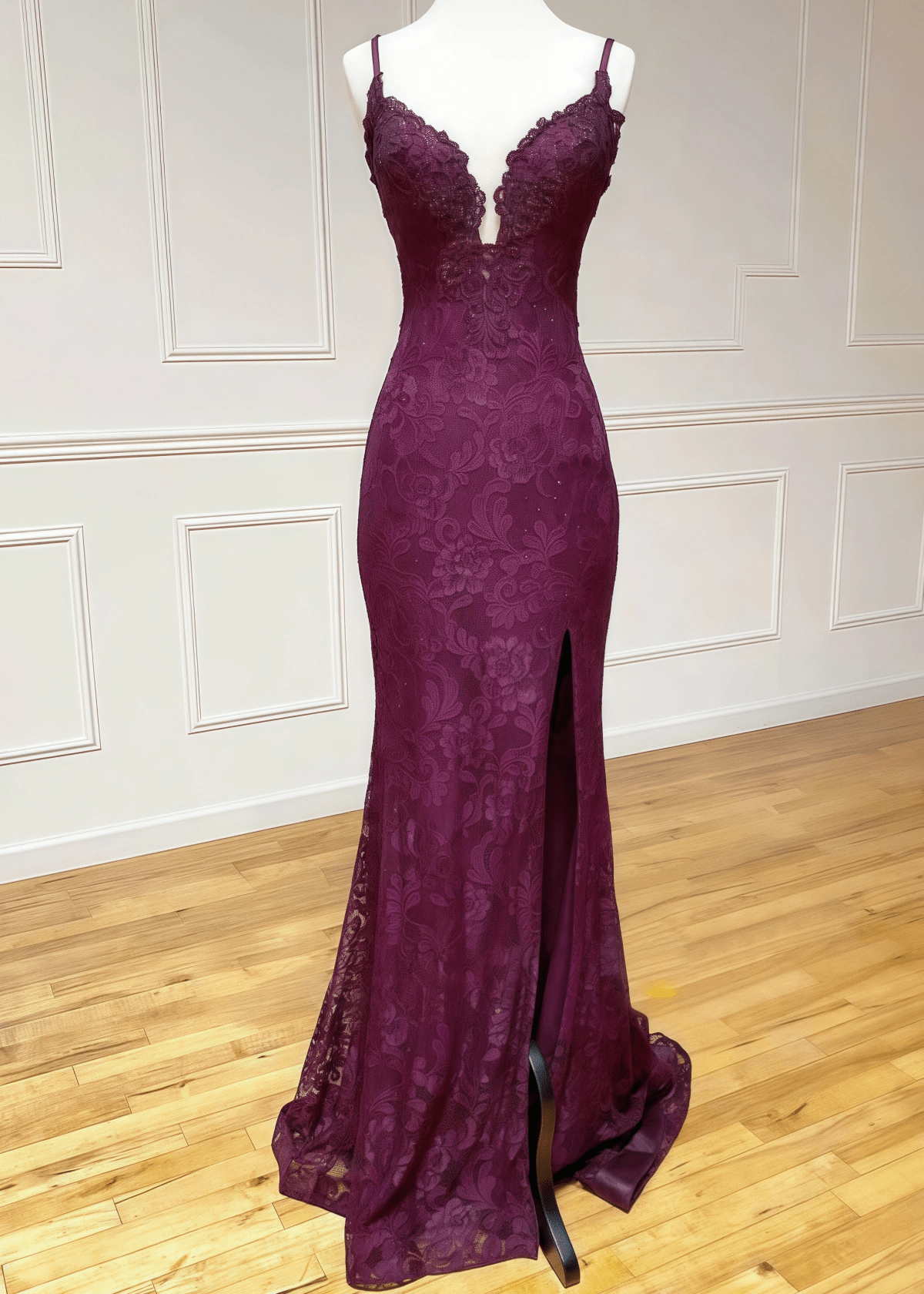 Nora | Mermaid Lace Appliques Burgundy Long Formal Dress - Price #price_variant_lowest# - Burgundy - PromDressClub