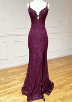 Nora | Mermaid Lace Appliques Burgundy Long Formal Dress - Price #price_variant_lowest# - Burgundy - PromDressClub