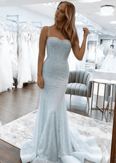 Novia | Sparkly Mermaid Light Blue Long Prom Dress - Price #price_variant_lowest# - Light Blue - PromDressClub