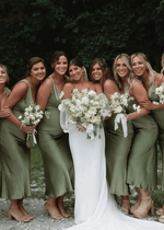 Ruth | Mermaid Straps Plus Size Sage Green Satin Long Bridesmaid Dress - Price #price_variant_lowest# - Sage - PromDressClub
