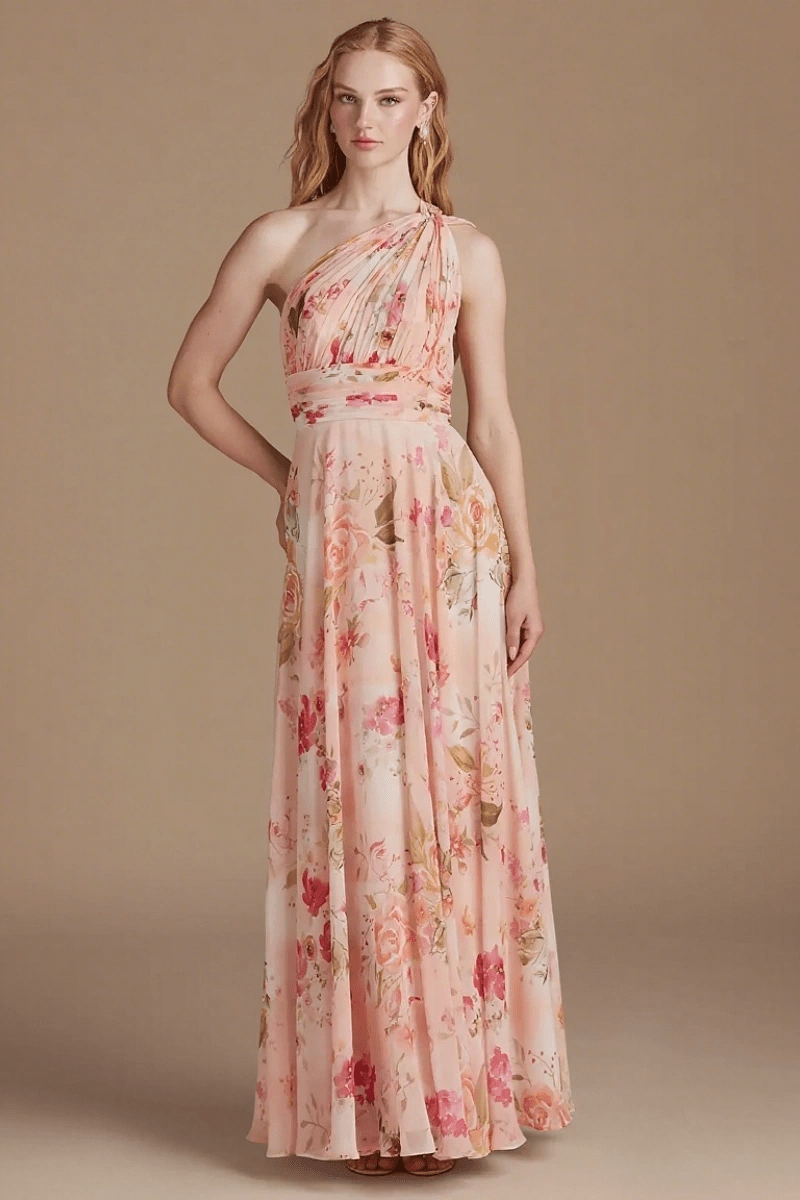 Simply Brilliant Floral Pink Bridesmaid Dresses Ideal for Memorable Wedding Moments - Pink Floral - PromDressClub