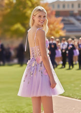 Stunning Grace Lavender Homecoming Dress with Flowers For Magical Dance Moments - Lavender Floral - PromDressClub