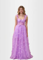 Verna |Lilac Prom Dresses Long A - line Lace Slit Corset with 3D Butterfly - Lilac - PromDressClub