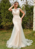 Laurel | Exquisite Mermaid High Neck Lace Backless Wedding Dress with Tulle Train