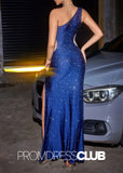 Gabrielle |Mermaid Royal Blue Prom Dress Long One Shoulder Beaded with Slit