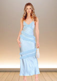 Bethany | Sheath Ruffle Light Blue and Yellow Formal Dress for Wedding Guest