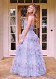 Cora | Charming Lavender Floral Corset Ruffle Prom Dress: Effortless Elegance for Your Special Night