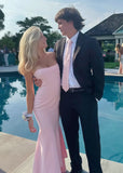 Emily | Glamorous A Pink Strapless Satin Mermaid Prom Dress – Elevate Your Prom Night Elegance