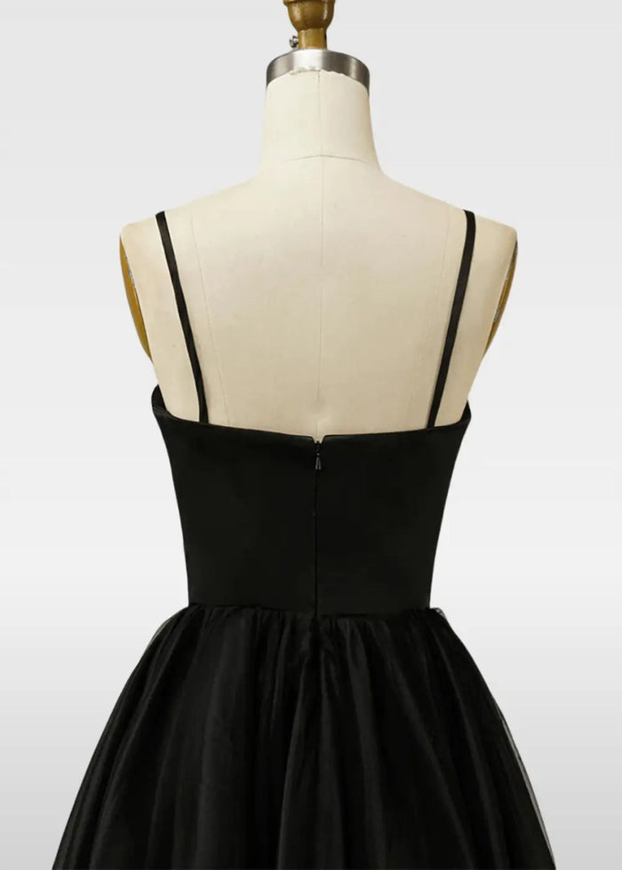 Wallis | Black and Rose Gold Tulle A Line Short Prom Dress - Black - PromDressClub