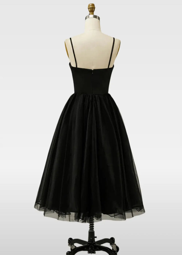 Wallis | Black and Rose Gold Tulle A Line Short Prom Dress - Black - PromDressClub