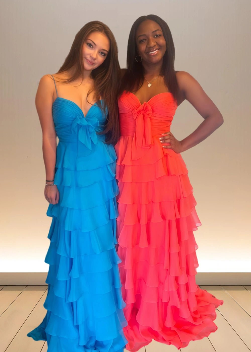 Alexandra | Yellow Spaghetti Strap Corset Maxi Dress Formal for Ruffles - Royal Blue - PromDressClub