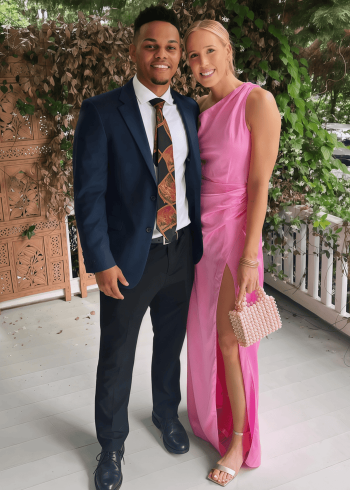 Amelia | Sheath Pleated Hot Pink Stretch Satin Maxi Bridesmaid Dress with Slit and One Shoulder - Price #price_variant_lowest# - Hot Pink - PromDressClub