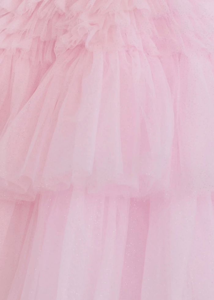 Audrey | A Line Light Pink Tulle Corset Tiered Ruffle Short Homecoming Dress - Light Pink - PromDressClub