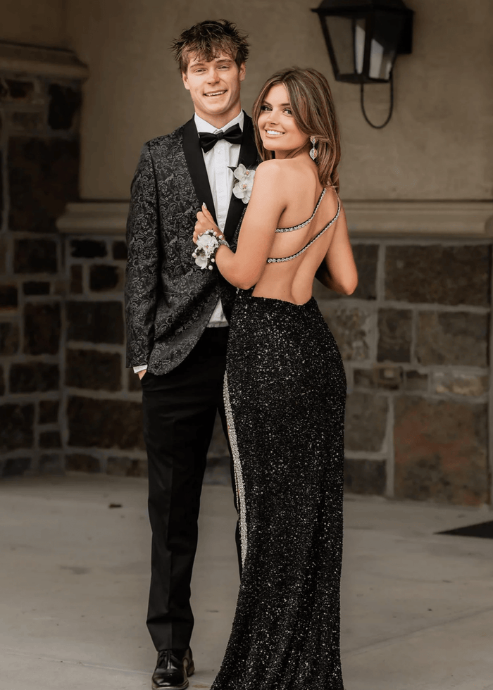 Audrey | Black Mermaid One Shoulder Beaded Prom Dress with Slit - Black - PromDressClub