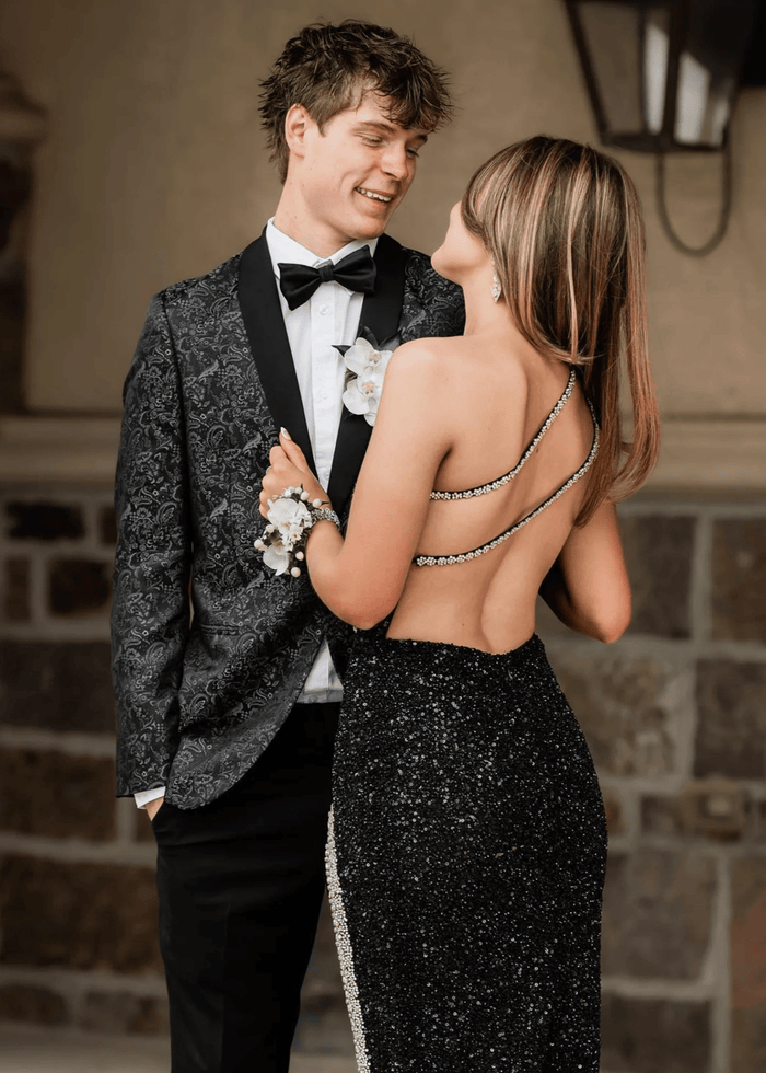 Audrey | Black Mermaid One Shoulder Beaded Prom Dress with Slit - Black - PromDressClub