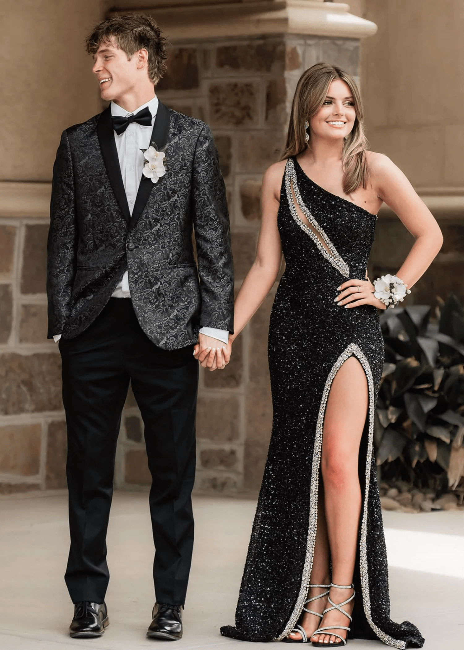 Audrey |Mermaid One Sholder Black Sequins Prom Dresses with Slit - Black - US0 - PromDressClub