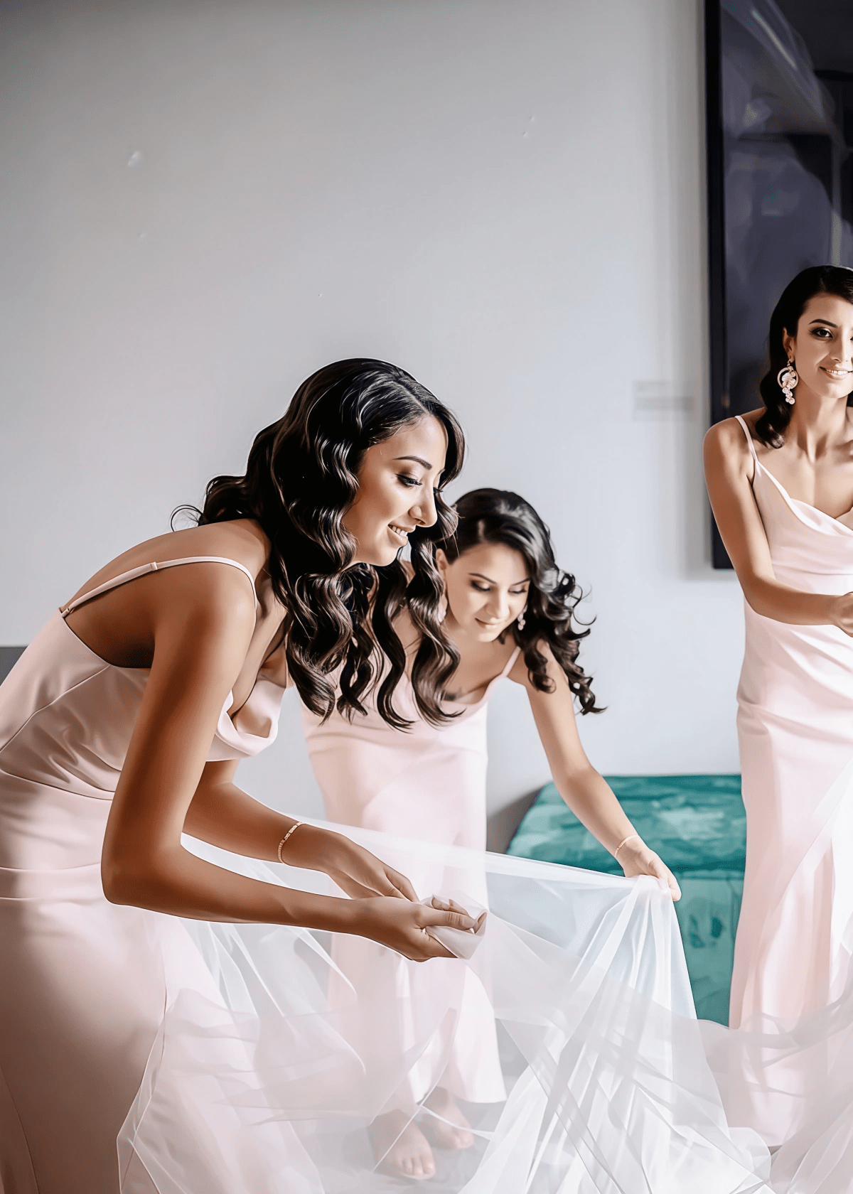 Bess | Exquisite Refinement Sheath Light Pink Chiffon Maxi Bridesmaid Dress with Spaghetti Straps and Cowl Neck - Light Pink - PROMDRESS Club