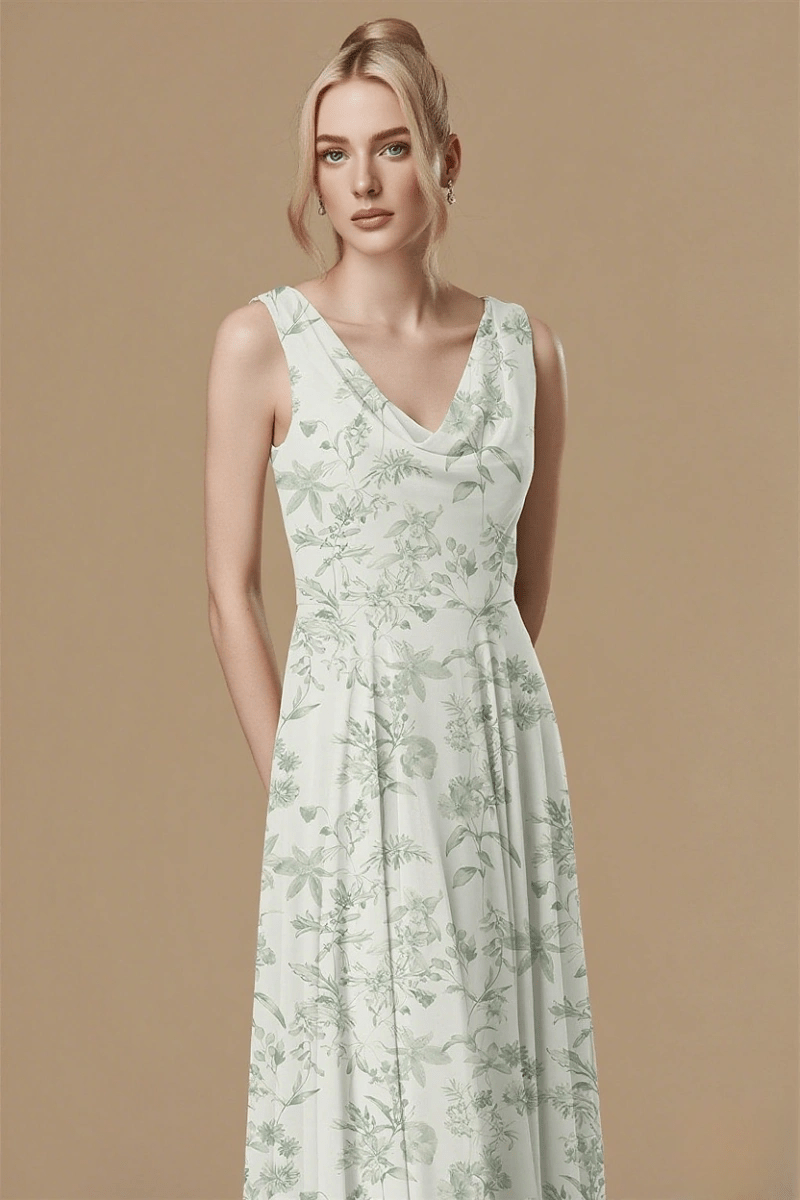 Blissfully Gorgeous Sage Green Floral Dress Bridesmaid for Garden Elegance - Sage Floral - PromDressClub