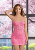 Bodycon Lace Mini Pink Homecoming Dress - US0 - PromDressClub