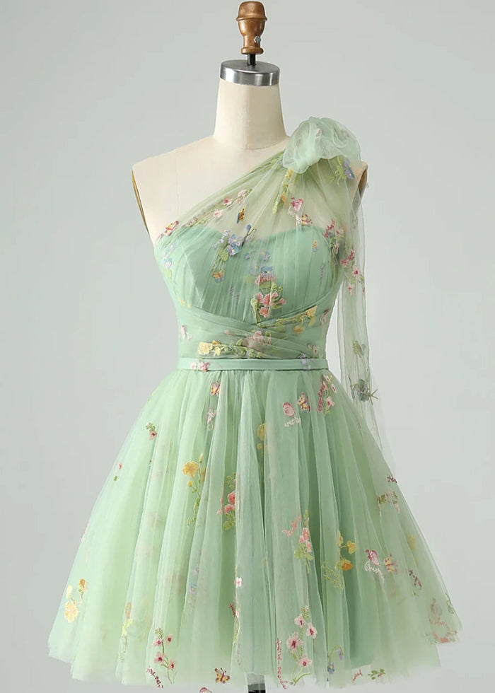 Byzantia | Discover Your Dream Blue Floral Homecoming Dress for Unforgettable Moments - Sage - PromDressClub