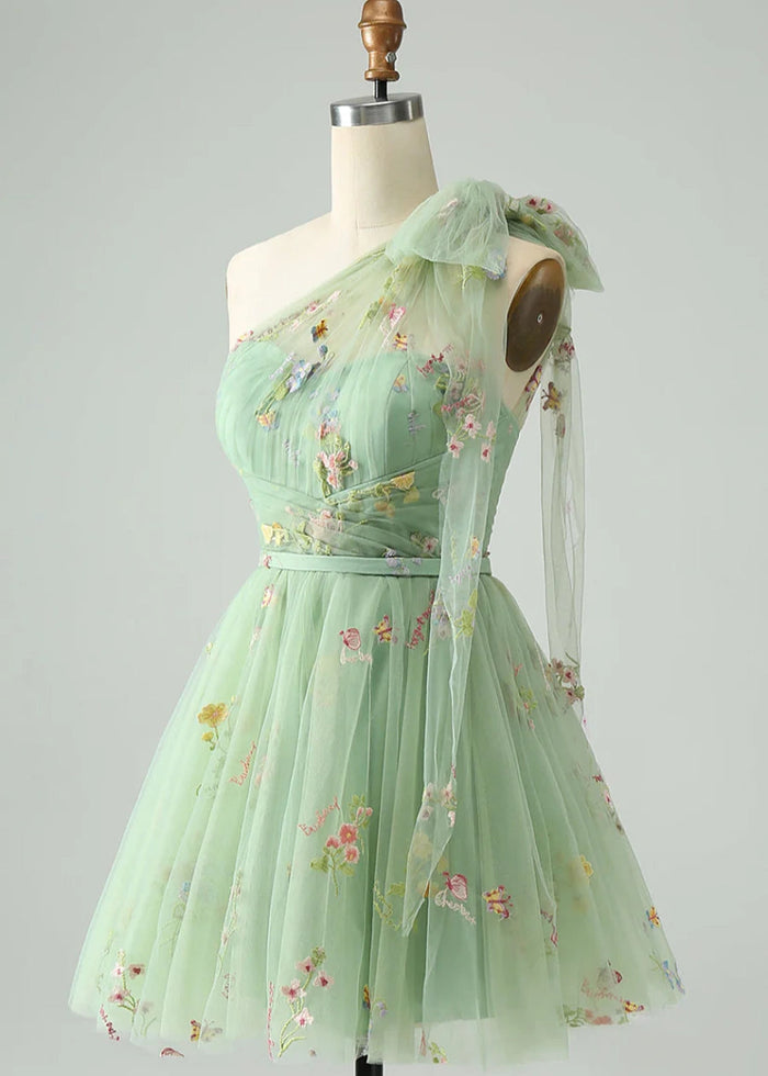 Byzantia | Discover Your Dream Blue Floral Homecoming Dress for Unforgettable Moments - Sage - PromDressClub