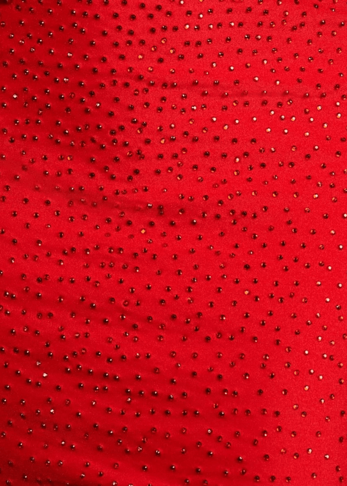 Camille | Bodycon Red Satin V Neck Beaded Short Homecoming Dress - Red - PromDressClub