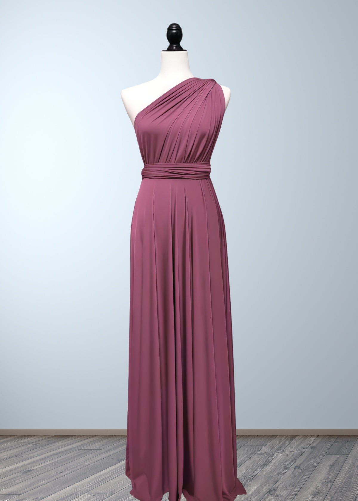 Cecilia | Simple Multiway Convertible Dusty Rose Chiffon Maxi Bridesmaid Dress with Infinity - Dusty Rose - PROMDRESS Club