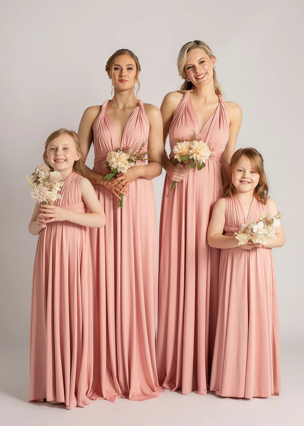 Celeste | Maurine Blush Convertible Chiffon Maxi Bridesmaid Dress with Multiway Infinity - Blush - PROMDRESS Club