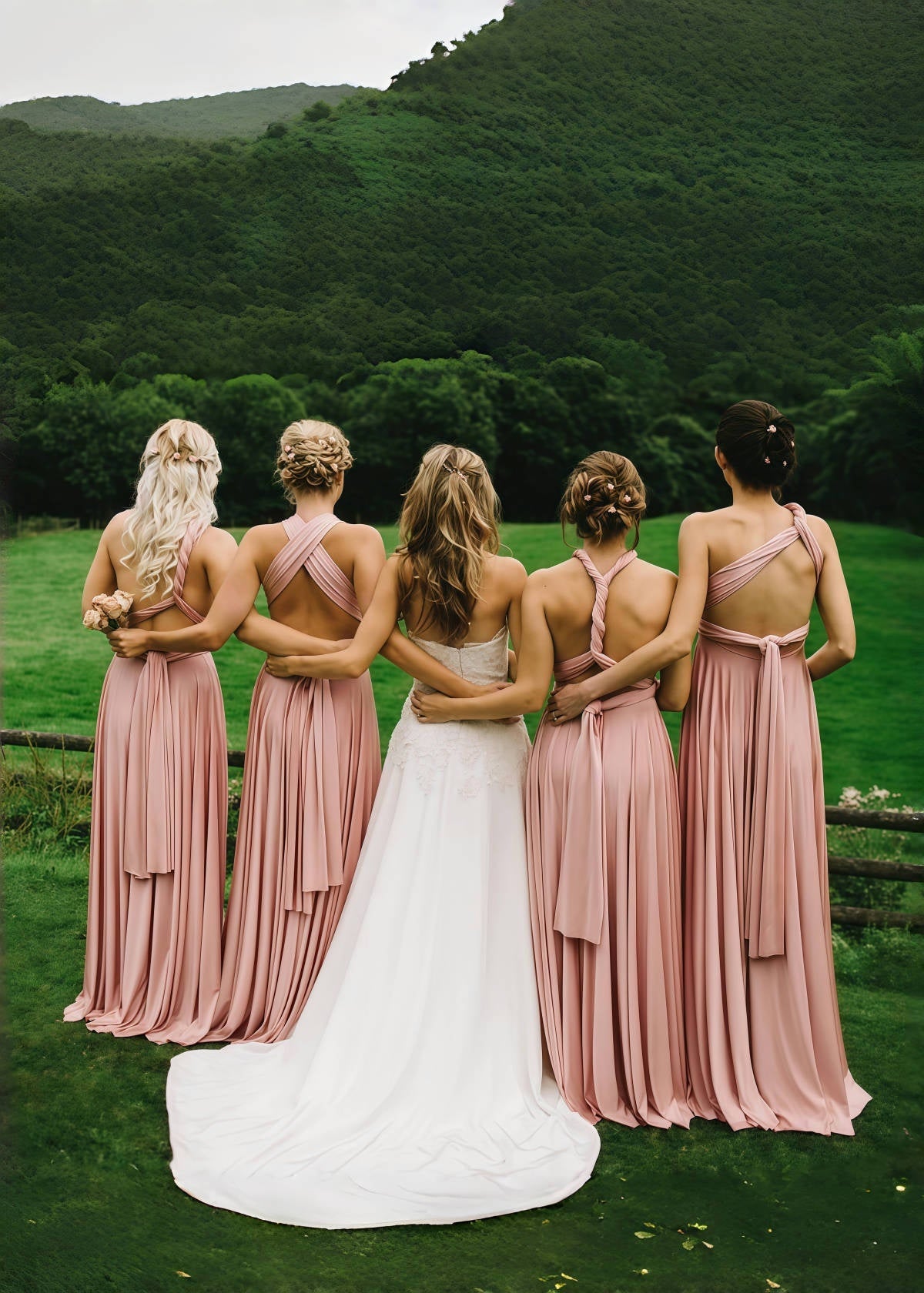 Celeste | Maurine Blush Convertible Chiffon Maxi Bridesmaid Dress with Multiway Infinity - Blush - PROMDRESS Club