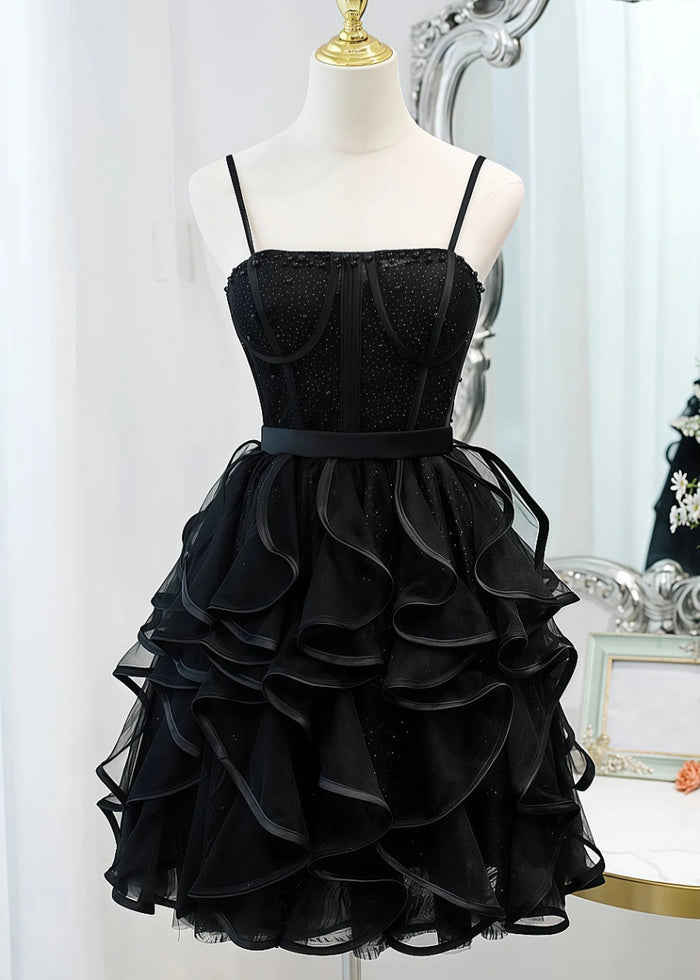Celosia | Shine in a Black Corset Homecoming Dress: Beaded Glamour, Perfect Fit - Black - PromDressClub
