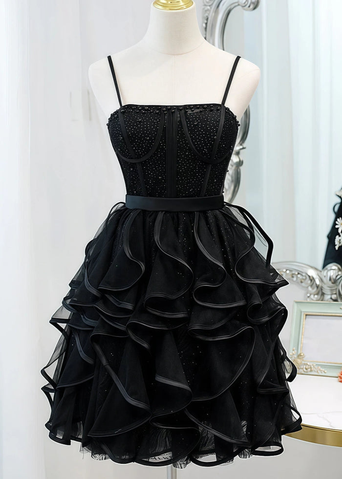 Celosia | Shine in a Black Corset Homecoming Dress: Beaded Glamour, Perfect Fit - Black - PromDressClub